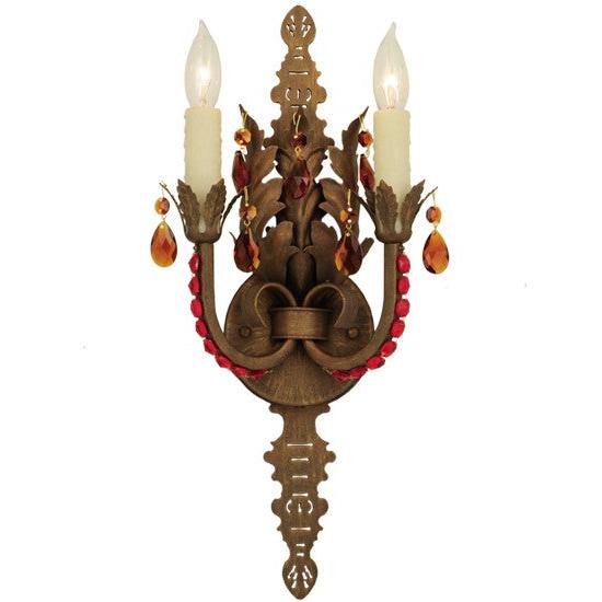 2nd Ave Lighting Grosetto 9" Wide 2 LT Crystal Wall Sconce in Cortez Gold
