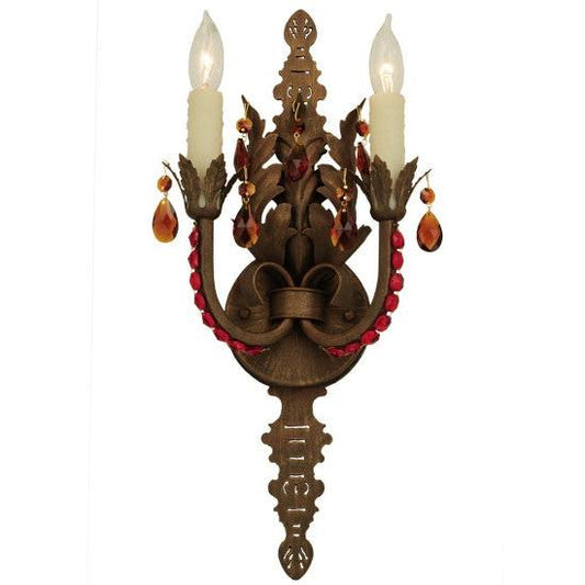 2nd Ave Lighting Grosetto 9" Wide 2 LT Crystal Wall Sconce in Cortez Gold