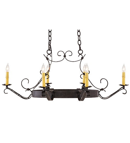 2nd Ave Lighting Handforged 38" Long 6 LT Oval Chandelier in Chestnut Finish
