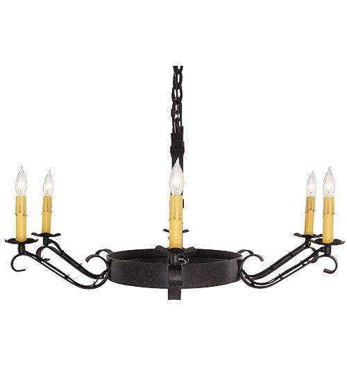 2nd Ave Lighting Handforged 38" Long 6 LT Oval Chandelier in Chestnut Finish