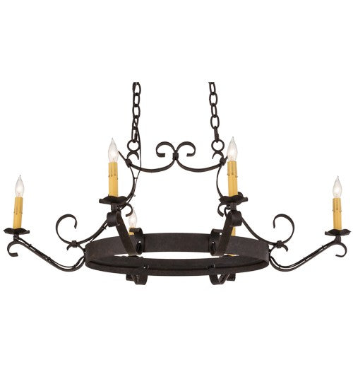 2nd Ave Lighting Handforged 38" Long 6 LT Oval Chandelier in Chestnut Finish