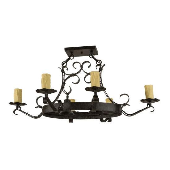2nd Ave Lighting Handforged 38" Oval 6 LT Chandelier With Downlights in Antique Iron Gate Finish