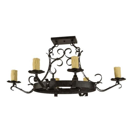 2nd Ave Lighting Handforged 38" Oval 6 LT Chandelier With Downlights in Antique Iron Gate Finish