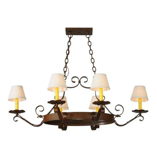 2nd Ave Lighting Handforged 40" Long 6 LT Oval Chandelier in Rustic iron Finish