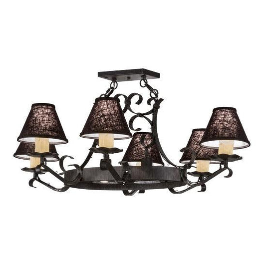 2nd Ave Lighting Handforged 40" Long Oval 6 Light Chandelier in Antique Iron Gate Finish