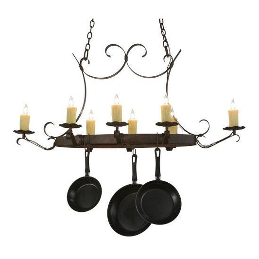 2nd Ave Lighting Handforged 51" Oval 8 LT Pot Rack in Cajun Spice Finish