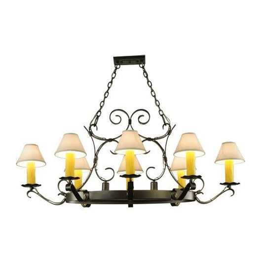 2nd Ave Lighting Handforged 56" Oval 8 LT Chandelier With Downlights in Blackened Pewter Finish