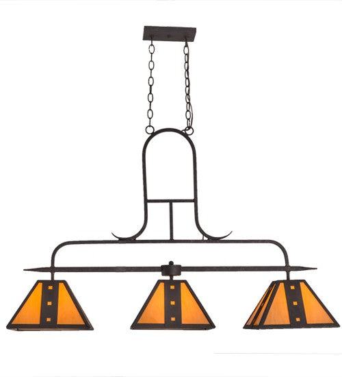 2nd Ave Lighting Hanford 48" Long 3 LT Island Pendant in Copper Rust Finish