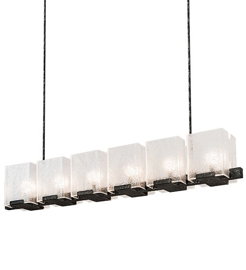 2nd Ave Lighting Ice Cube 60" Long 6 LT Oblong Chandelier in Smoke Finish
