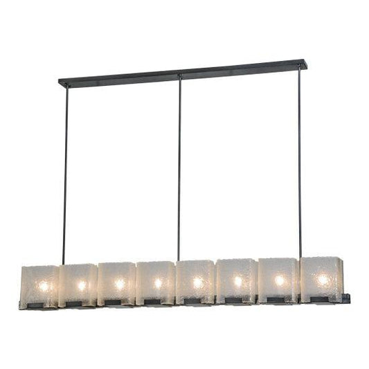 2nd Ave Lighting Ice Cube 78" Long 8 LT Oblong Chandelier in Black Chrome Over Nickel Finish