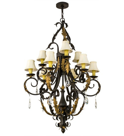 2nd Ave Lighting Ingrid 46" Wide 9 LT Chandelier in Timeless Bronze With Gold Accents