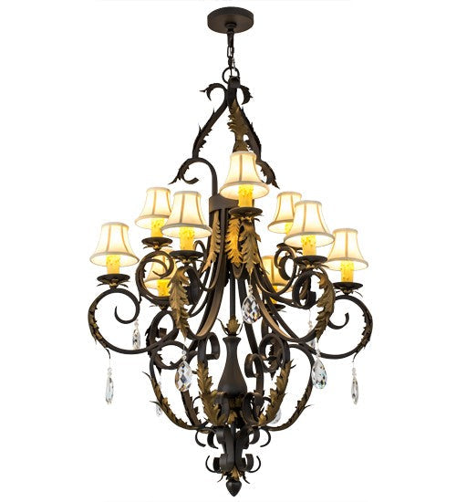 2nd Ave Lighting Ingrid 46" Wide 9 LT Chandelier in Timeless Bronze With Gold Accents