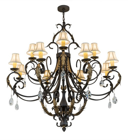 2nd Ave Lighting Ingrid 54" Wide 12 LT Chandelier in Timeless Bronze With Gold Accents