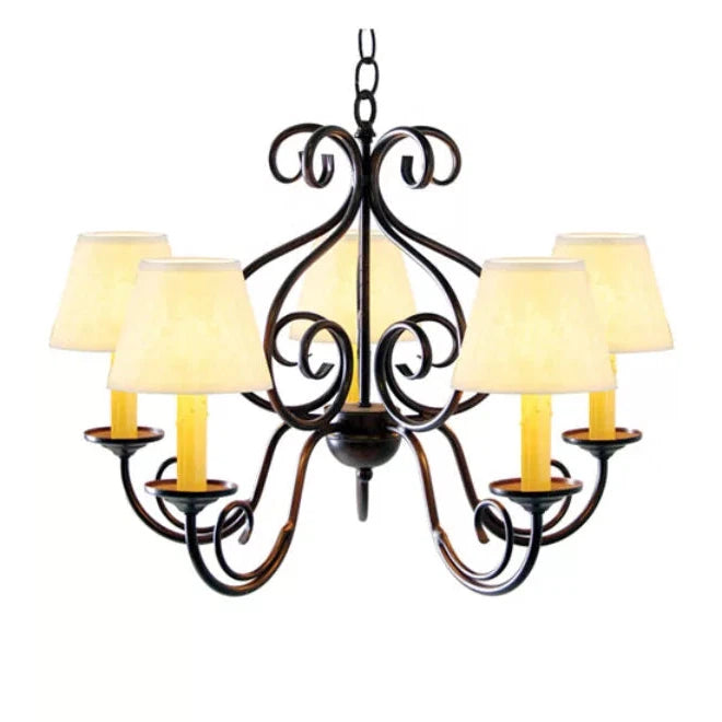2nd Ave Lighting Jenna 24" 5-Light Celadon Textrene Shade Cajun Spice Chandelier