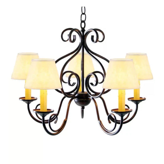 2nd Ave Lighting Jenna 24" 5-Light Celadon Textrene Shade Cajun Spice Chandelier