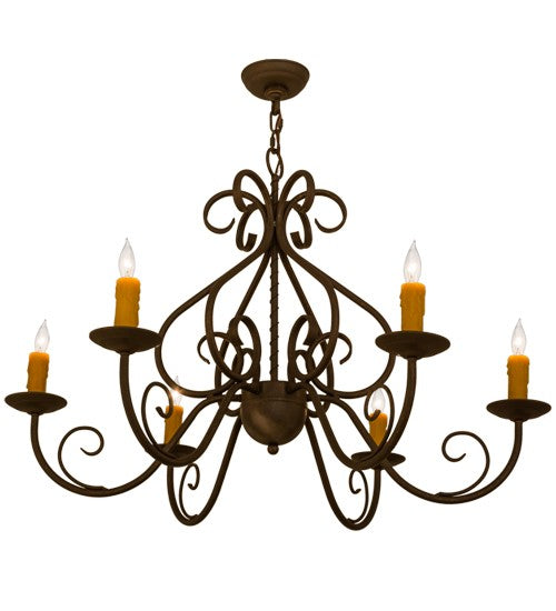 2nd Ave Lighting Jenna 36" Wide 6 LT Chandelier in Gilded Tobacco Finish