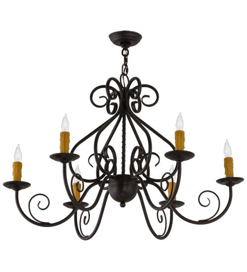2nd Ave Lighting Jenna 36" Wide 6 Light Chandelier in Textured Chestnut Finish