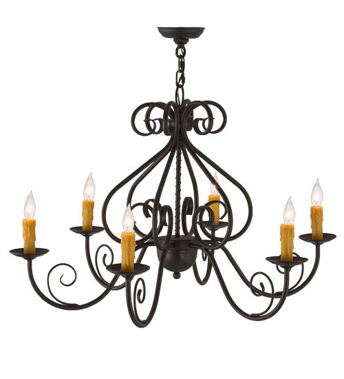 2nd Ave Lighting Jenna 36" Wide 6 Light Chandelier in Textured Chestnut Finish