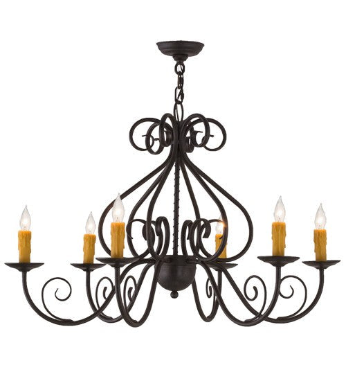 2nd Ave Lighting Jenna 36" Wide 6 Light Chandelier in Textured Chestnut Finish