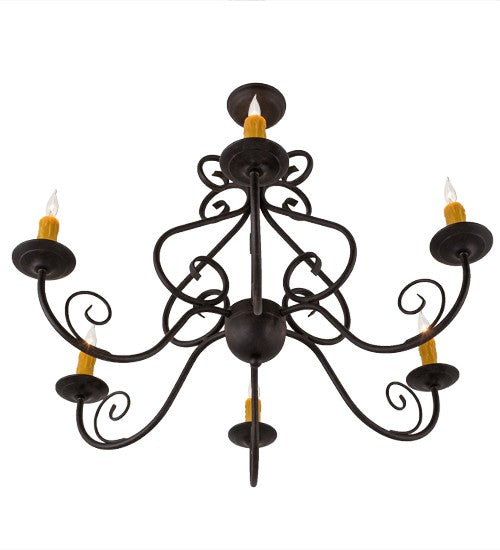 2nd Ave Lighting Jenna 36" Wide 6 Light Chandelier in Textured Chestnut Finish