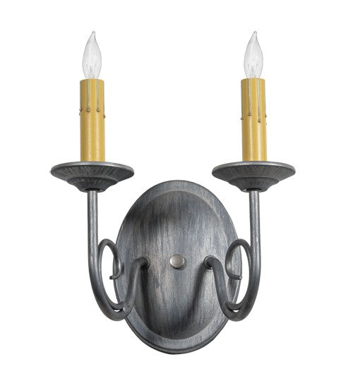 2nd Ave Lighting Jenna 9" Wide 2 Light Wall Sconce in Antique Iron Ore Finish