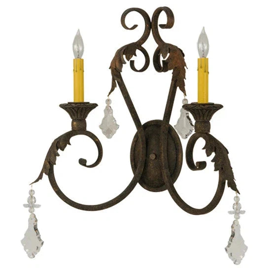 2nd Ave Lighting Josephine 19" 2-Light E12 Base Autumn Leaf Wall Sconce
