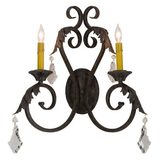 2nd Ave Lighting Josephine 19" Wide 2 LT Wall Sconce in Antique Iron Gate Finish