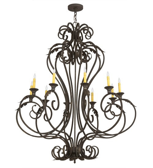 2nd Ave Lighting Josephine 48" Wide 10 Light Chandelier in Gold Highlighted Wrought Iron Finish