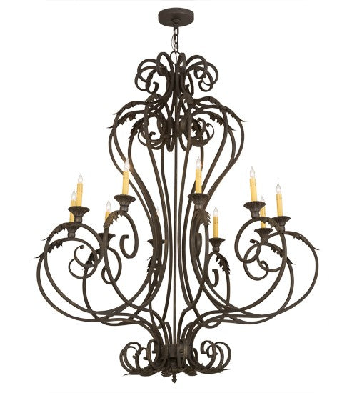 2nd Ave Lighting Josephine 48" Wide 10 Light Chandelier in Gold Highlighted Wrought Iron Finish