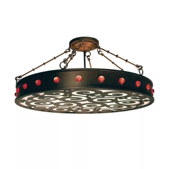 2nd Ave Lighting Jules 42" Ruby Red Colored Jewels Cajun Spice Semi-Flush Mount Ligting