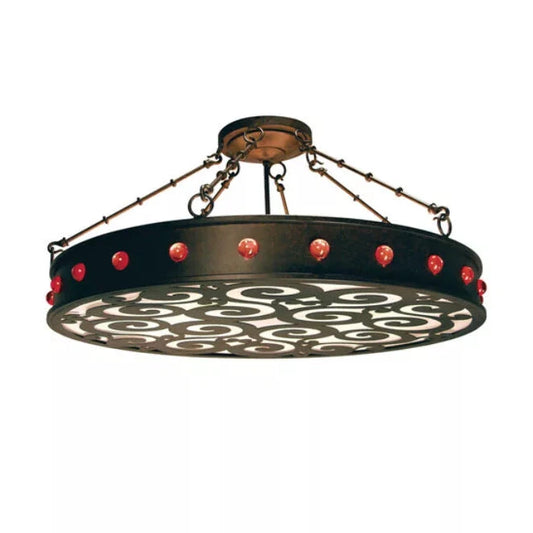 2nd Ave Lighting Jules 42" Ruby Red Colored Jewels Cajun Spice Semi-Flush Mount Ligting