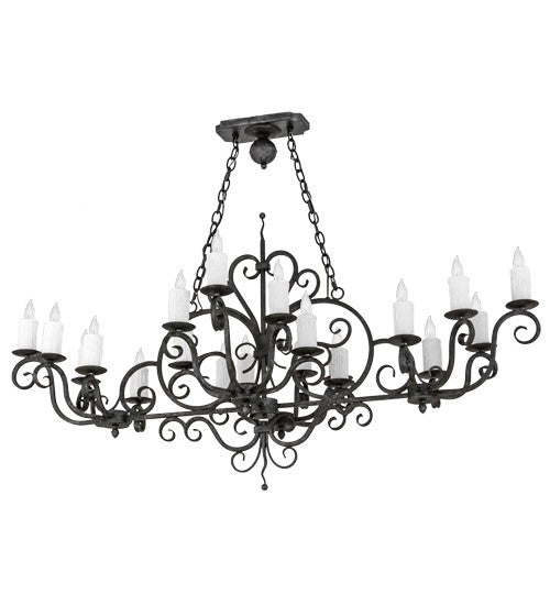 2nd Ave Lighting Kean 60" Long 20 Light Oblong Chandelier in Smoke Finish