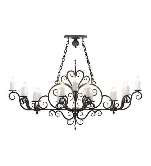 2nd Ave Lighting Kean 60" Long 20 Light Oblong Chandelier in Smoke Finish