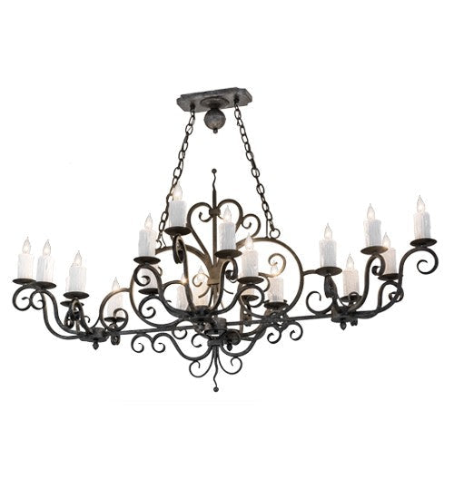 2nd Ave Lighting Kean 60" Long 20 Light Oblong Chandelier in Smoke Finish