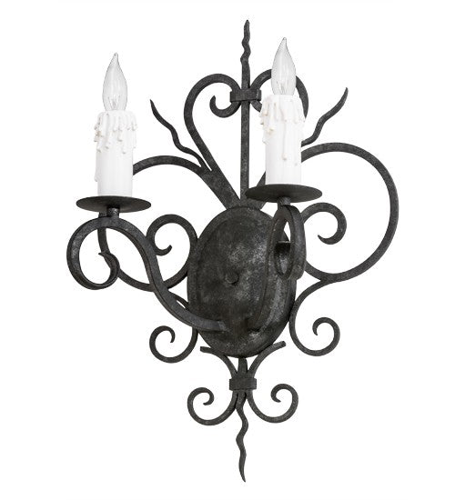 2nd Ave Lighting Kenneth 14" Wide 2 Light Wall Sconce in Smoke Finish