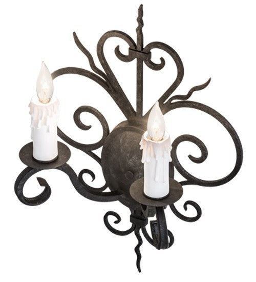 2nd Ave Lighting Kenneth 14" Wide 2 Light Wall Sconce in Smoke Finish