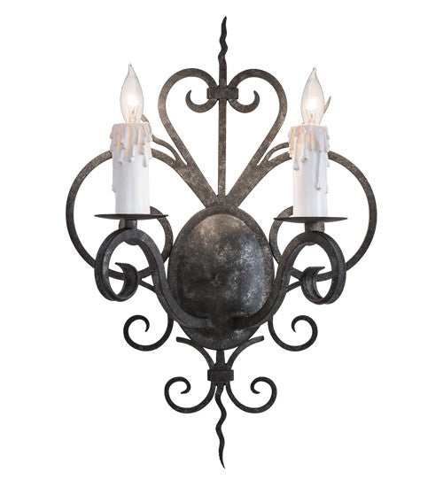 2nd Ave Lighting Kenneth 14" Wide 2 Light Wall Sconce in Smoke Finish