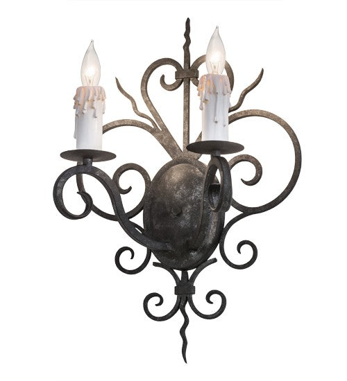 2nd Ave Lighting Kenneth 14" Wide 2 Light Wall Sconce in Smoke Finish