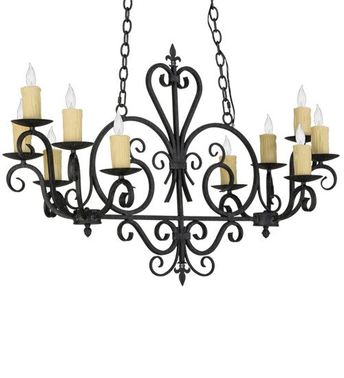2nd Ave Lighting Kenneth 42" Long 10 Light Oblong Chandelier in Antique Iron Gate Finish