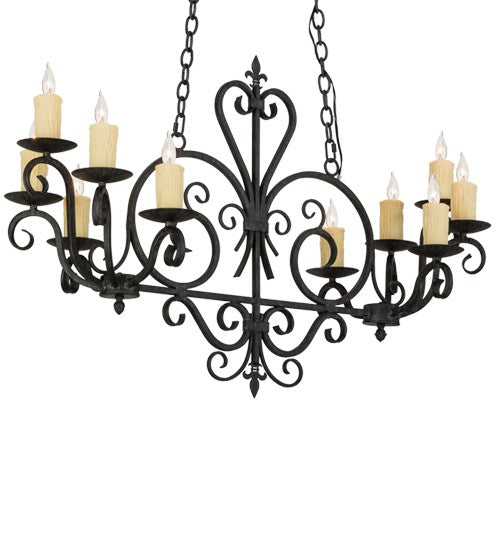 2nd Ave Lighting Kenneth 42" Long 10 Light Oblong Chandelier in Antique Iron Gate Finish