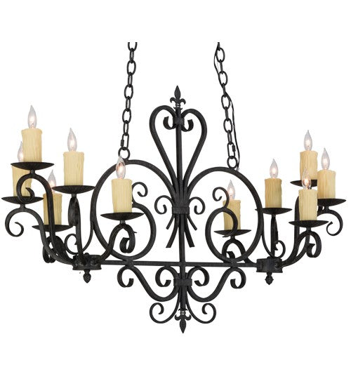 2nd Ave Lighting Kenneth 42" Long 10 Light Oblong Chandelier in Antique Iron Gate Finish
