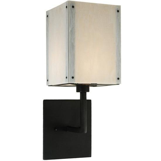 2nd Ave Lighting Kerasa 8" White Alabaster Wall Sconce With Textured Black Finish