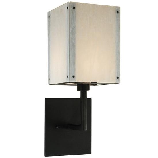 2nd Ave Lighting Kerasa 8" White Alabaster Wall Sconce With Textured Black Finish