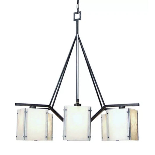2nd Ave Lighting Kesara 42" 6-Light Whitestone Idalight Shade Antique Iron Gate Pendant Light