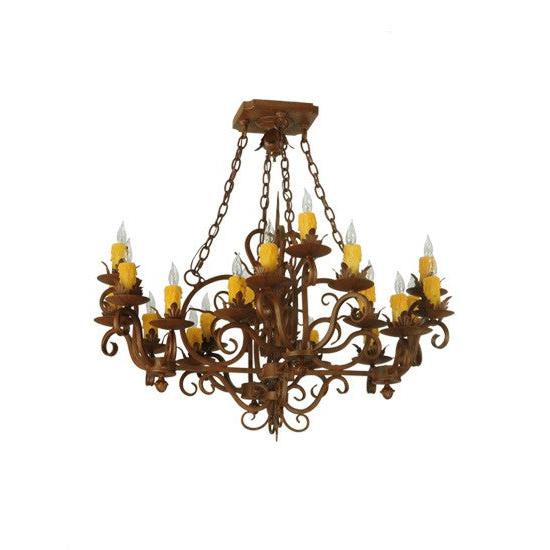 2nd Ave Lighting Kimberly 38" Square 20 Light Chandelier in Rustic Iron Finish