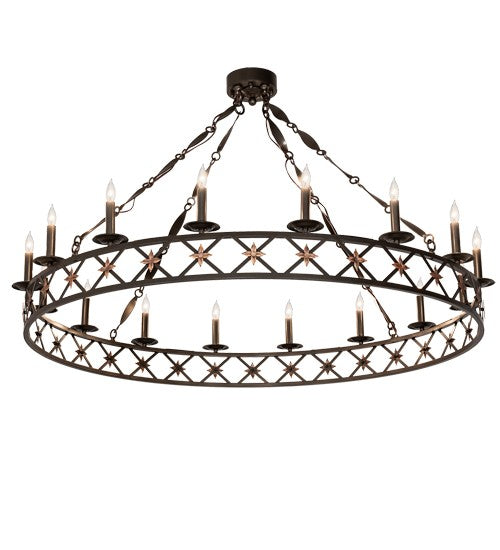 2nd Ave Lighting Kingsbridge 53" Wide 16 Light Chandelier in Bronze and Gold Finish