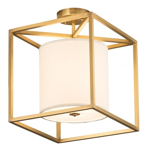 2nd Ave Lighting Kitzi 14" Wide Cilindro Semi-Flushmount in Brushed Brass Finish