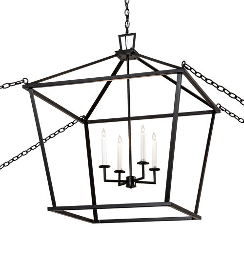 2nd Ave Lighting Kitzi 32" Square Tapered Pendant in Flat Black and White Finish