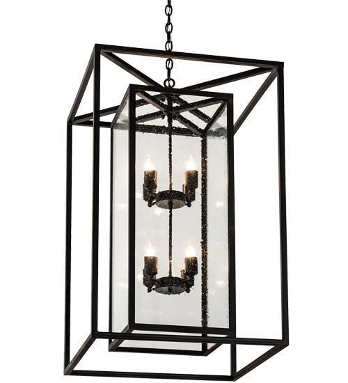 2nd Ave Lighting Kitzi Box 25" Square Pendant in Textured Black Finish