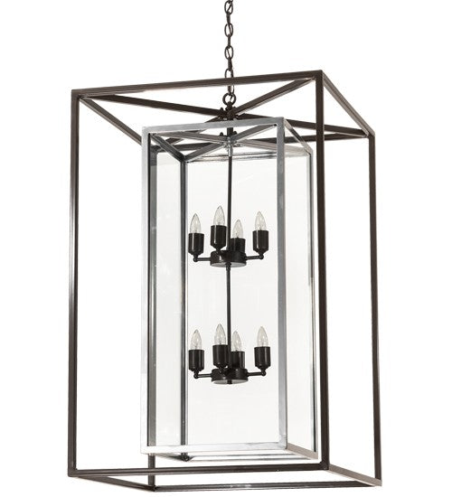 2nd Ave Lighting Kitzi Box 28" Square Pendant in Timeless Bronze and Extreme Chrome Finish